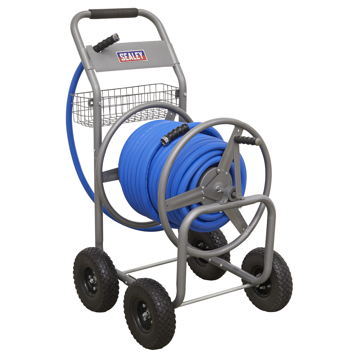 Heavy-Duty Hose Reel Cart with 50m Heavy-Duty Ø19mm Hot & Cold Rubber Water Hose