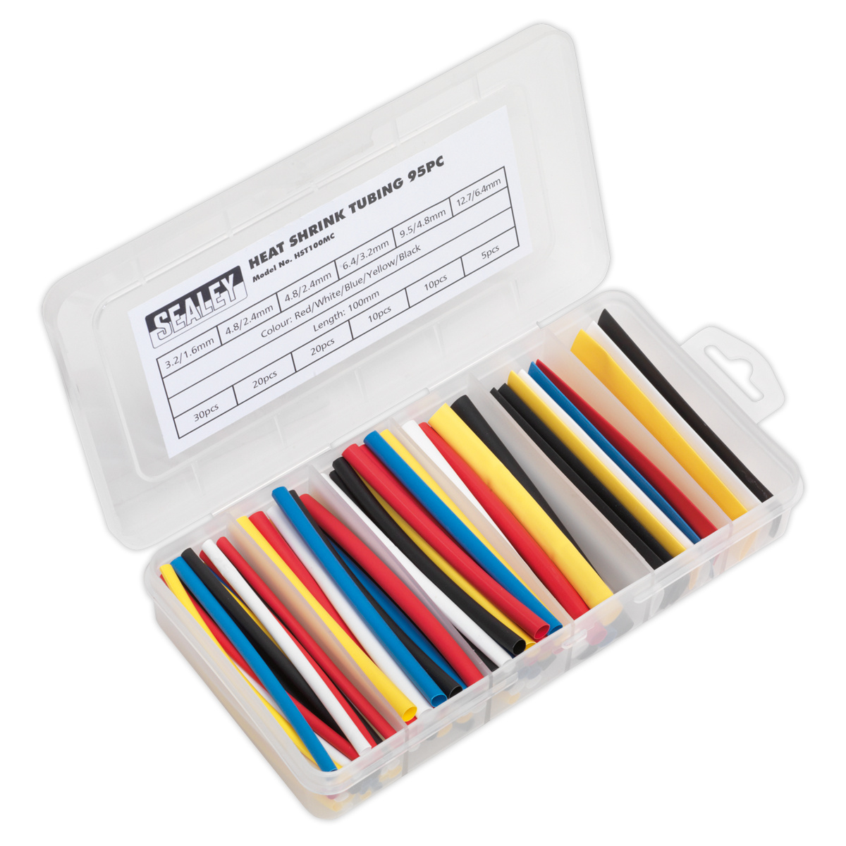 95pc 100mm Heat Shrink Tubing Assortment - Mixed Colours