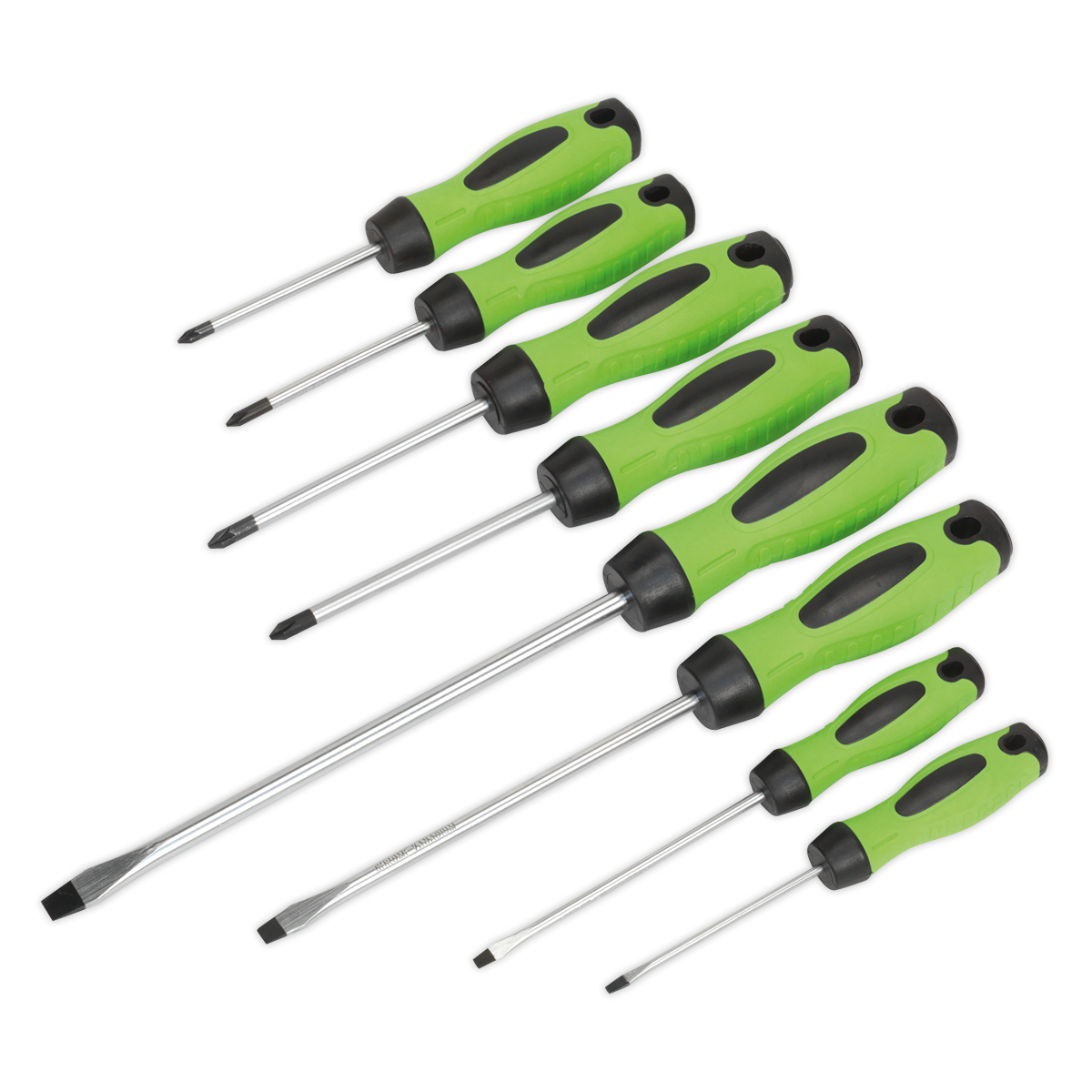 8pc Screwdriver Set - Hi-Vis Green
