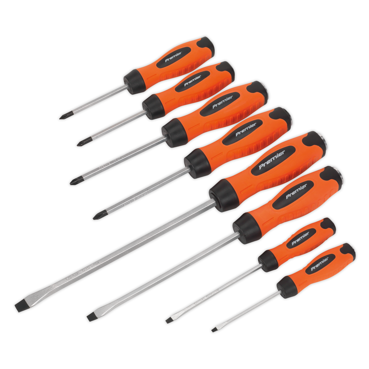 8pc Hammer-Thru Screwdriver Set - Hi-Vis Orange