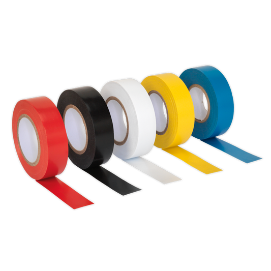 19mm x 20m PVC Insulating Tape - Mixed Colours - Pack of 10