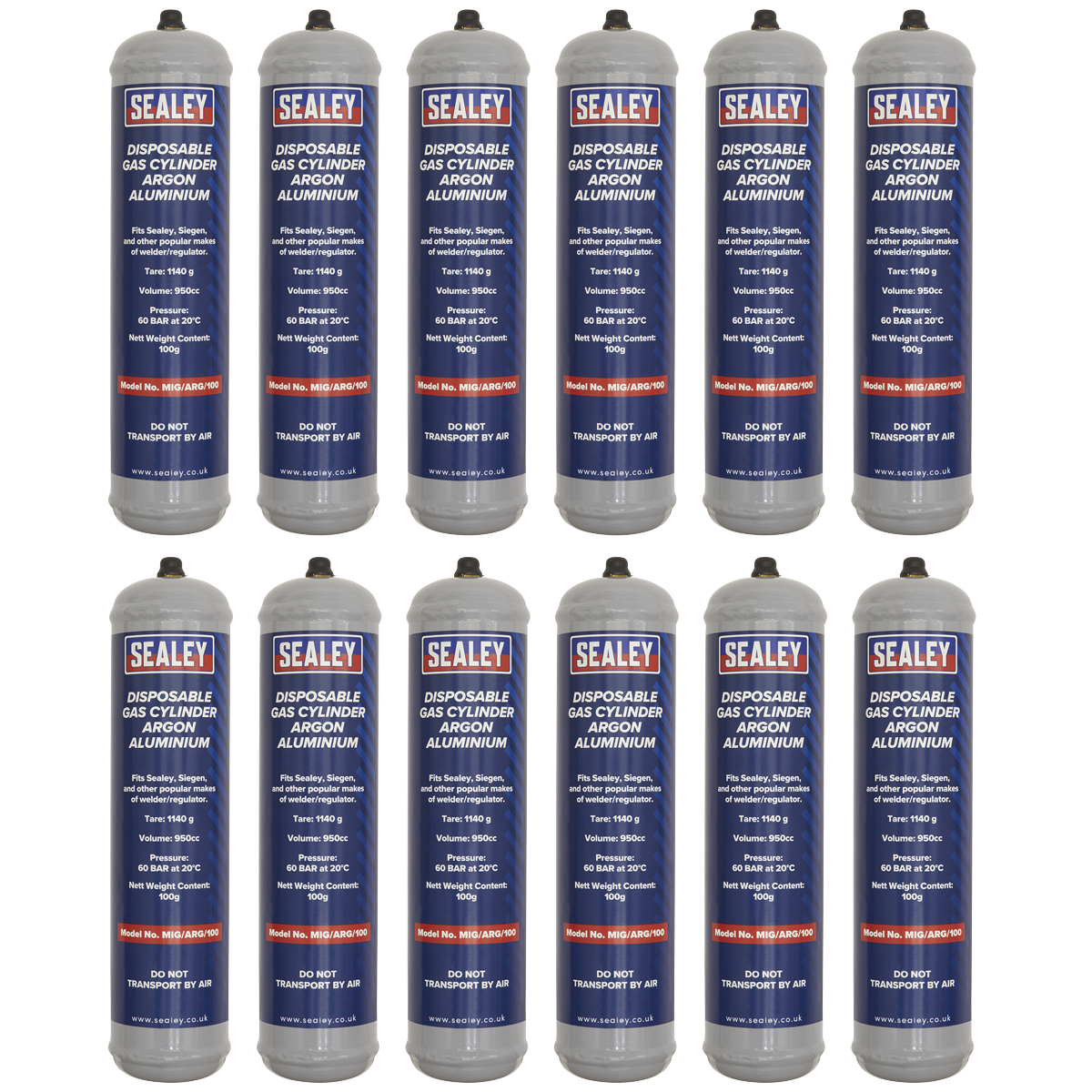 100g Disposable Gas Cylinder - Argon - Box of 12