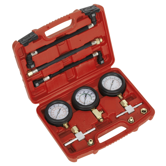 3pc Motorcycle Compression & Fuel Pressure Gauge Set