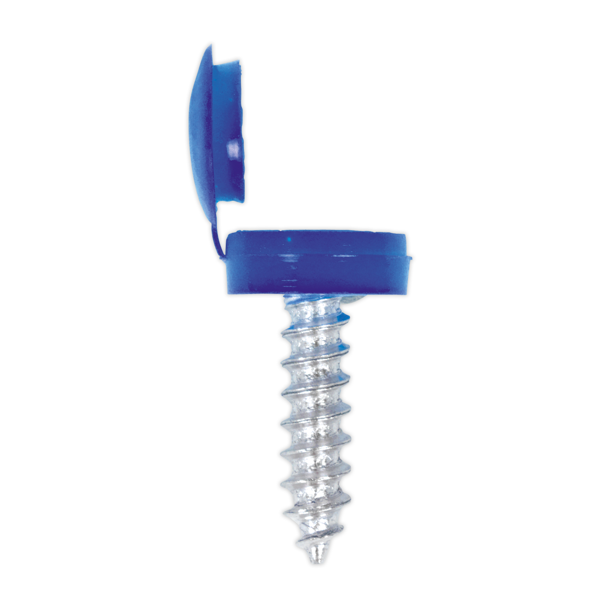 Blue Numberplate Screw with Flip Cap 4.2 x 19mm - Pack of 50