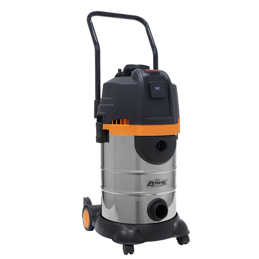 30L Bagless Wet & Dry Industrial Vacuum Cleaner 1200W Stainless Steel Drum