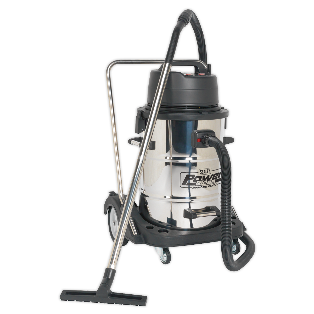 77L Wet & Dry Industrial Vacuum Cleaner 2400W Stainless Steel Drum with Swivel Emptying