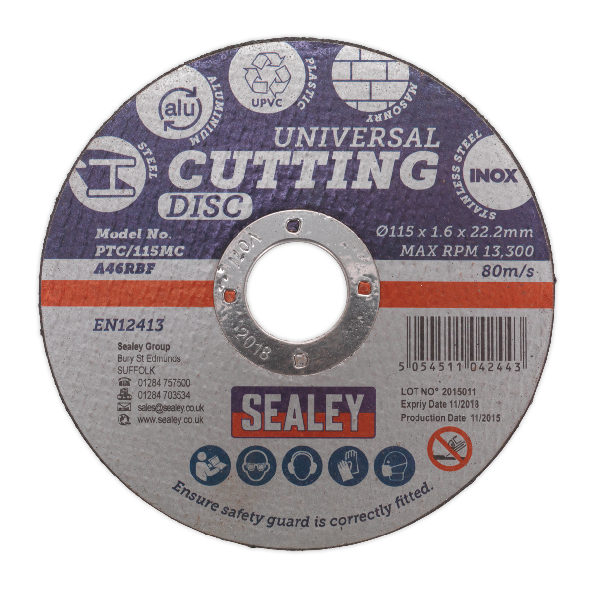 Ø115 x 1.6mm Universal Cutting Disc Ø22.2mm Bore