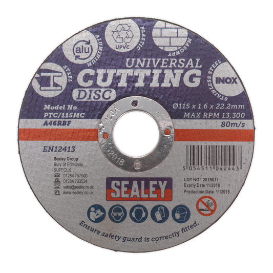 Ø115 x 1.6mm Universal Cutting Disc Ø22.2mm Bore