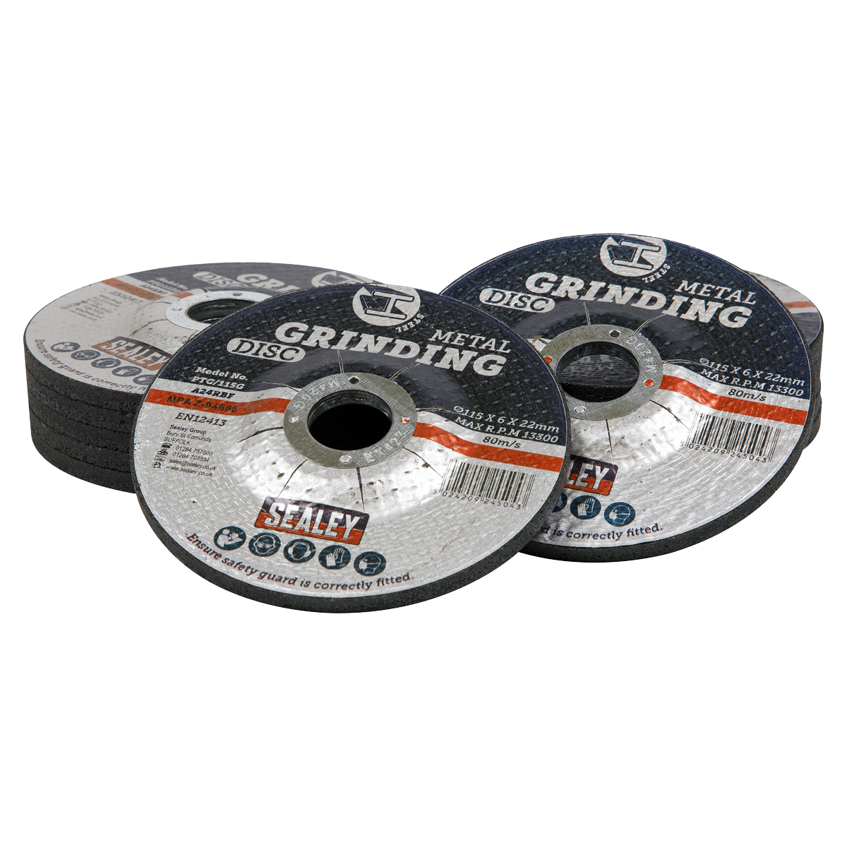 Ø115 x 6mm Grinding Disc Ø22mm Bore - Pack of 12