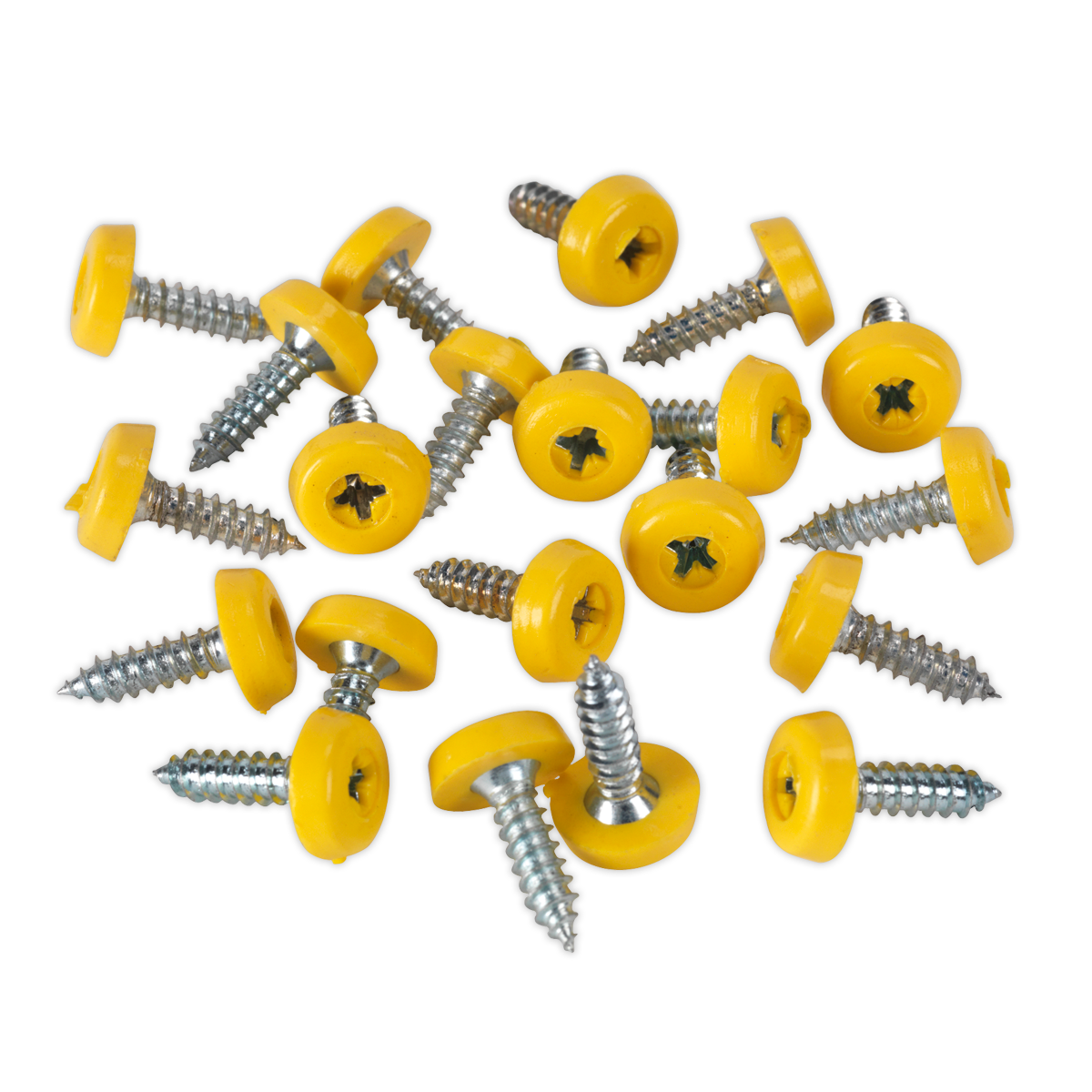 4.8 x 18mm Plastic Enclosed Head Yellow Numberplate Screw - Pack of 50