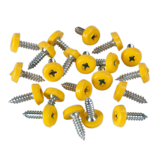 4.8 x 18mm Plastic Enclosed Head Yellow Numberplate Screw - Pack of 50