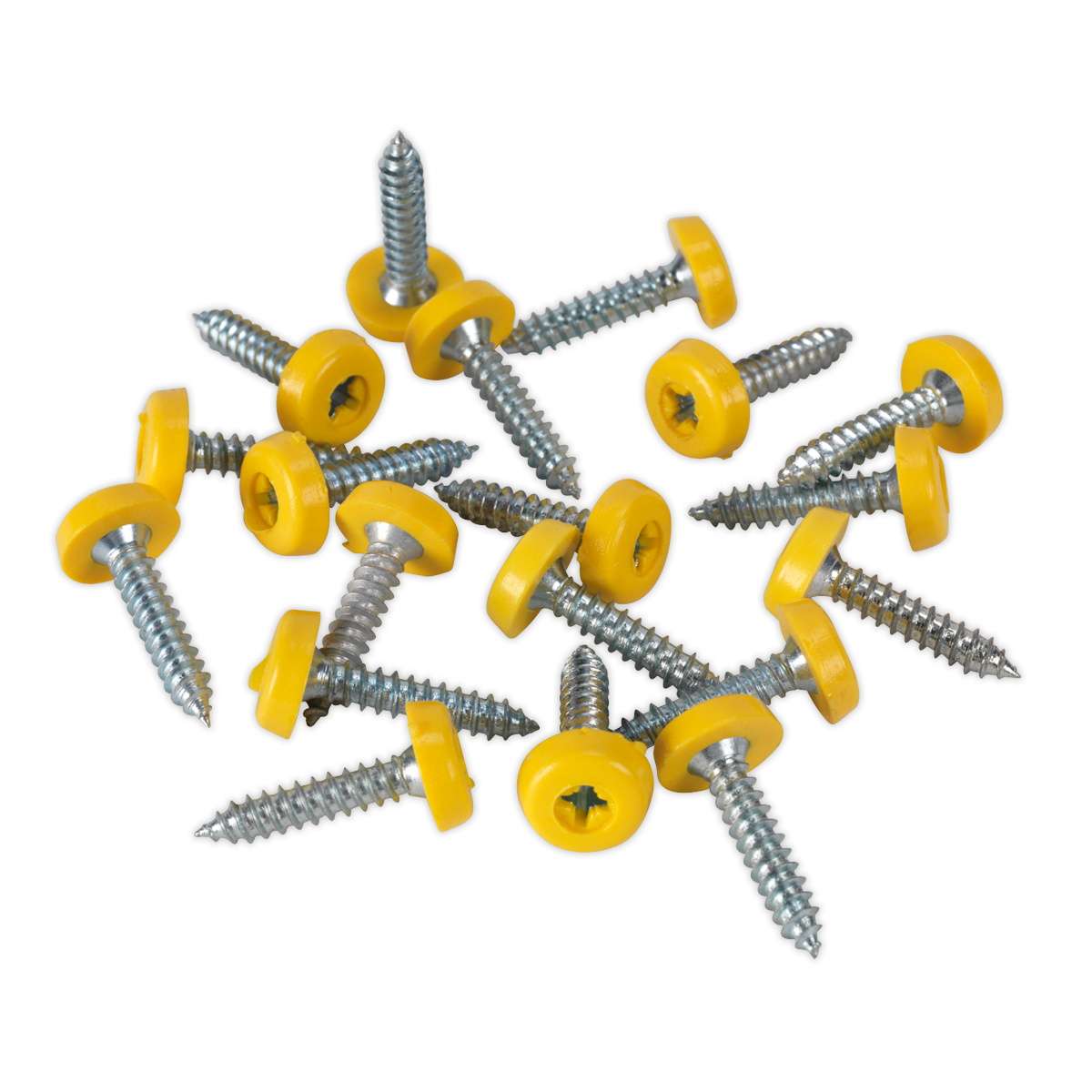 4.8 x 24mm Plastic Enclosed Head Yellow Numberplate Screw - Pack of 50