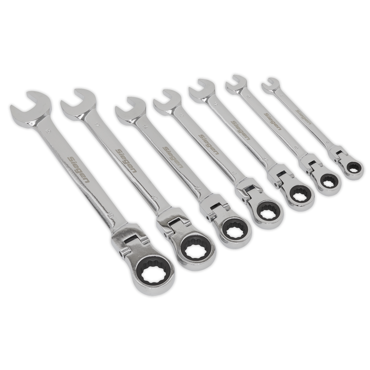 7pc Flexi-Head Combination Ratchet Spanner Set