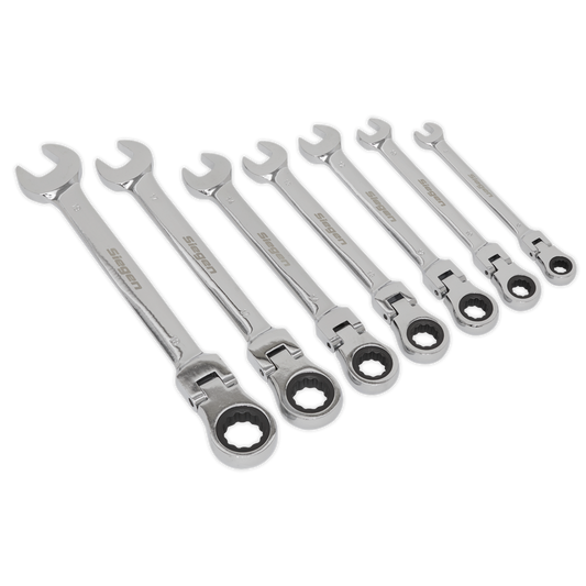 7pc Flexi-Head Combination Ratchet Spanner Set