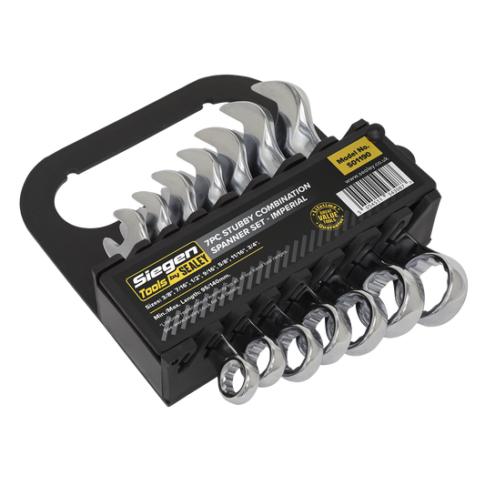 7pc Stubby Combination Spanner Set - Imperial