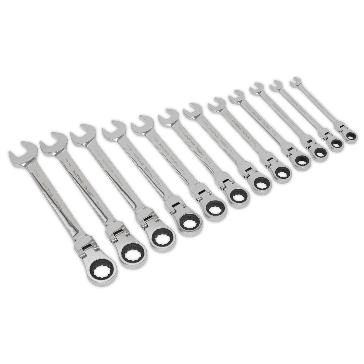 12pc Flexi-Head Combination Ratchet Spanner Set