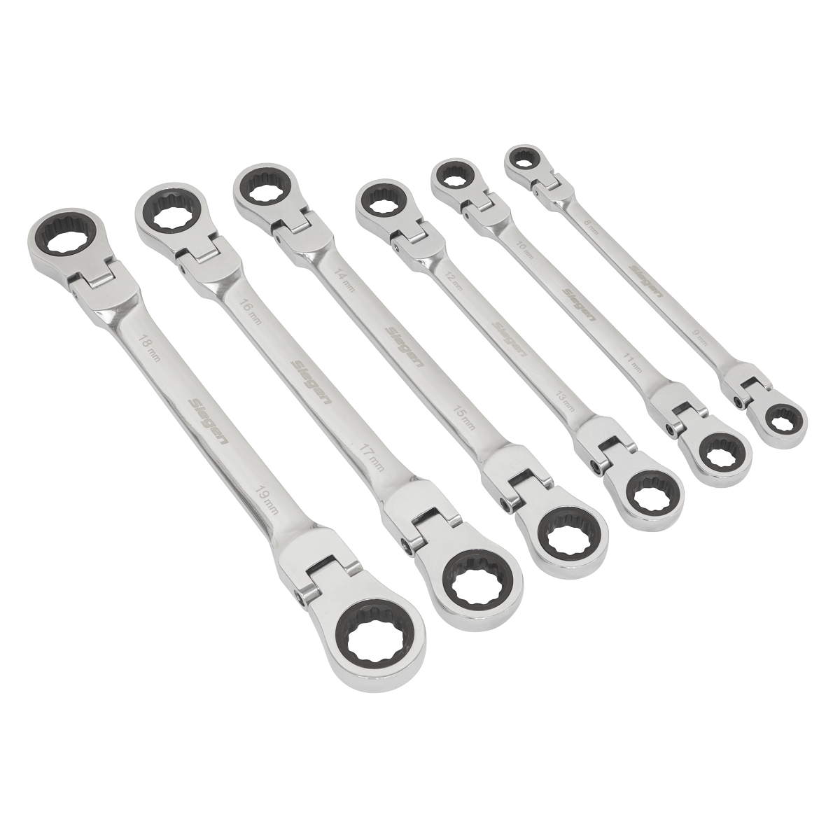 6pc Flexi-Head Double End Ratchet Ring Spanner Set