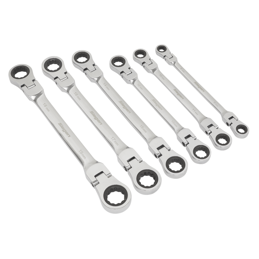 6pc Flexi-Head Double End Ratchet Ring Spanner Set