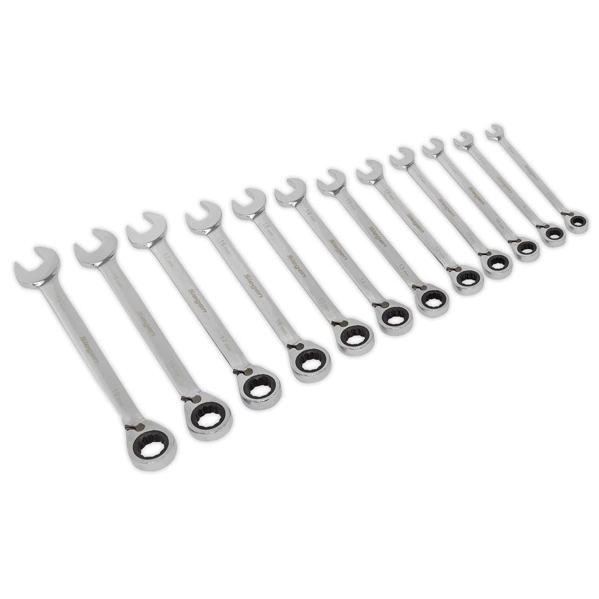 12pc Reversible Combination Ratchet Spanner Set