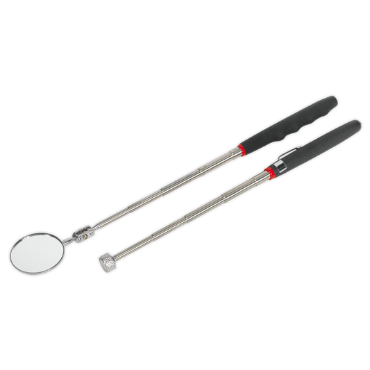2pc Telescopic Magnetic Pick-Up Tool & Inspection Mirror Set