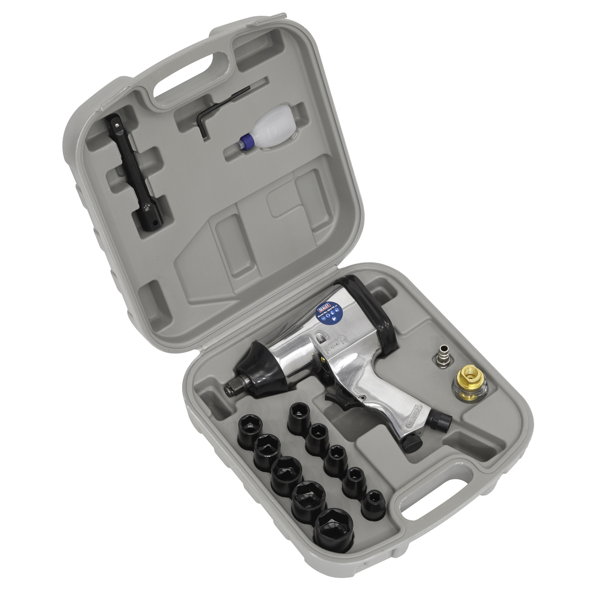 1/2"Sq Drive Air Impact Wrench Kit with Sockets