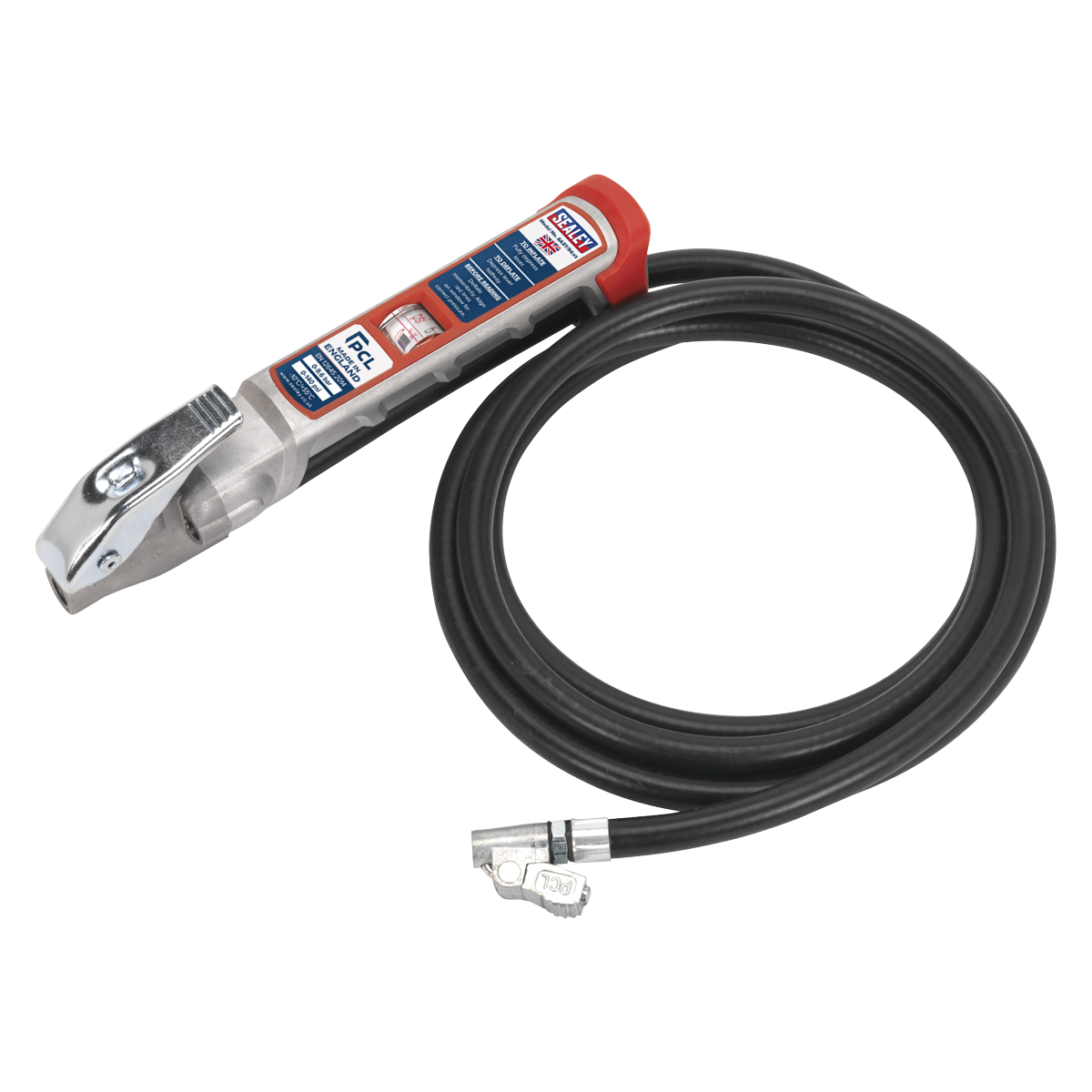 Professional Tyre Inflator with 2.5m Hose & Clip-On Connector