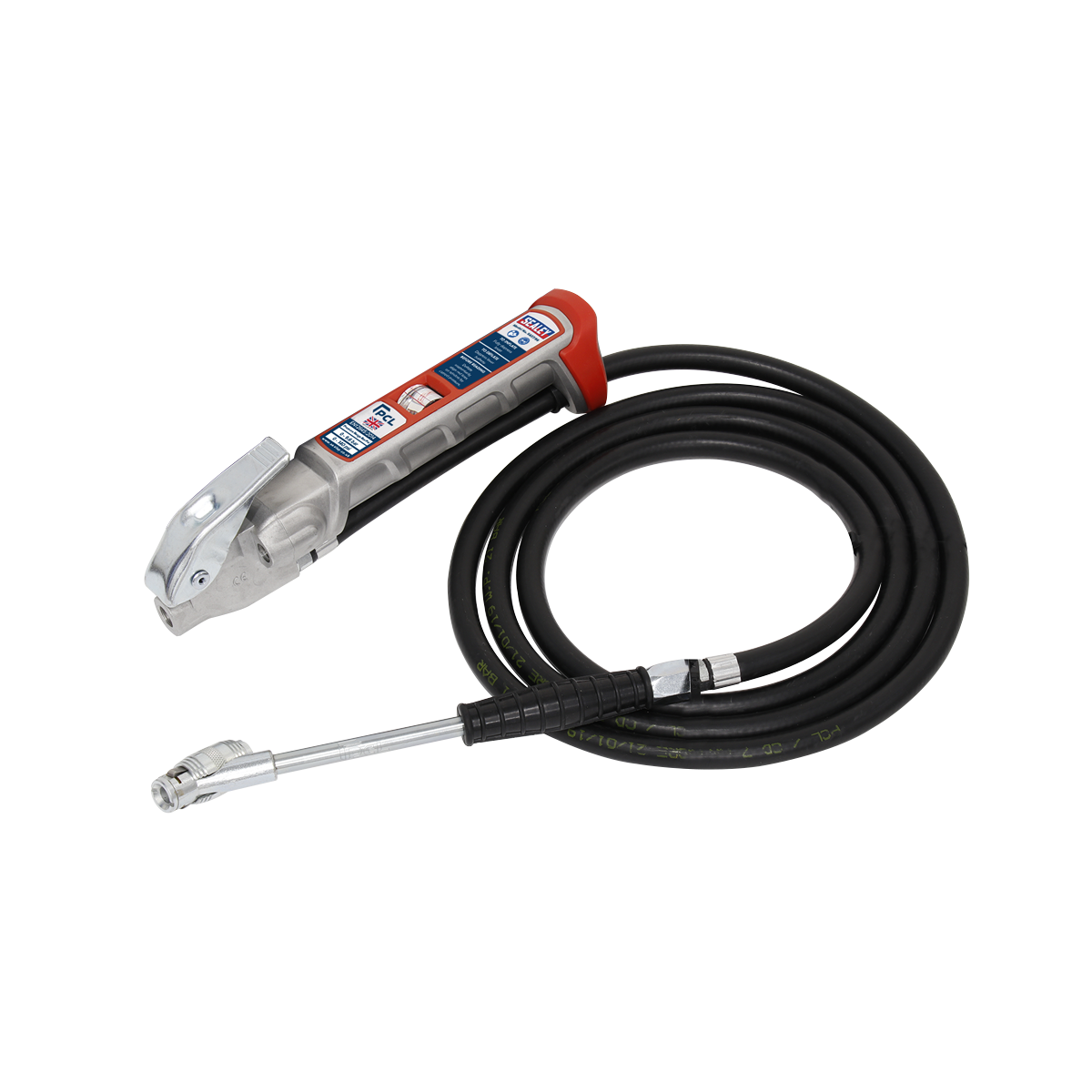 Tyre Inflator with 2.5m Hose & Twin Clip-On Connector