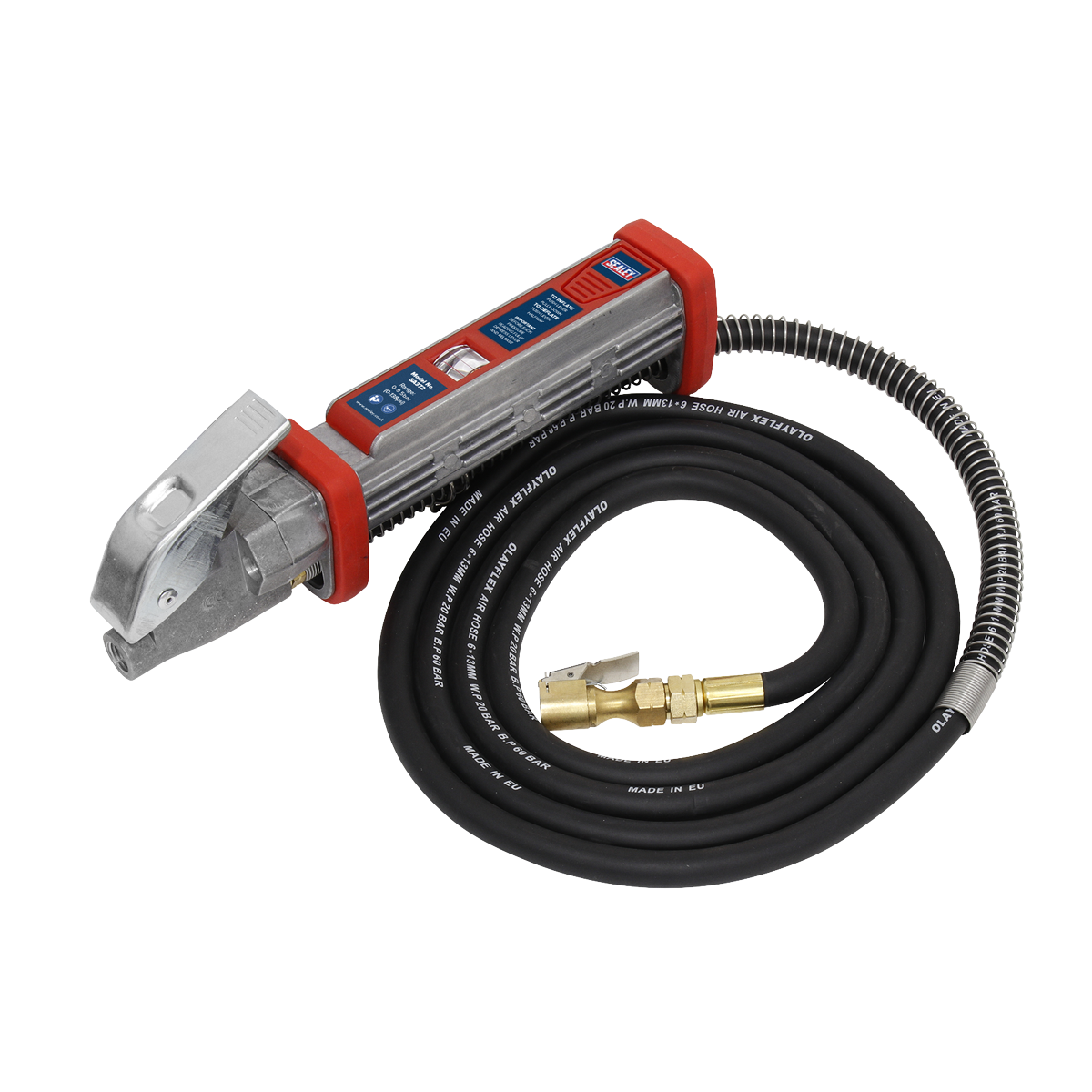 Tyre Inflator with 2.7m Hose & Clip-On Connector