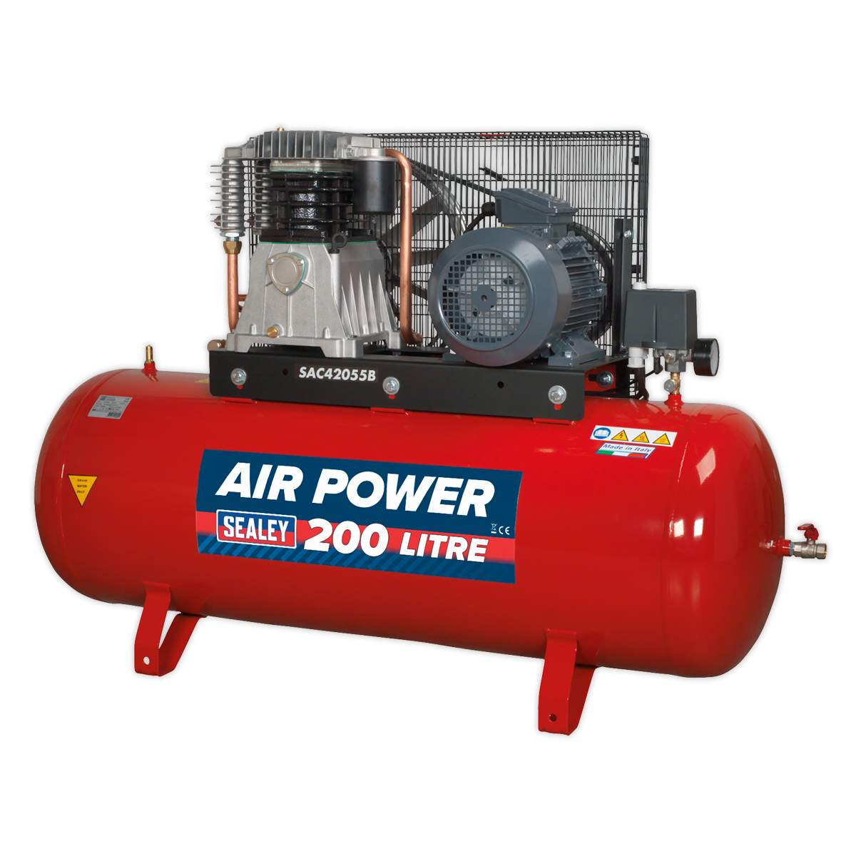 200L Belt Drive Air Compressor 5.5hp 3ph 2-Stage with Cast Cylinders