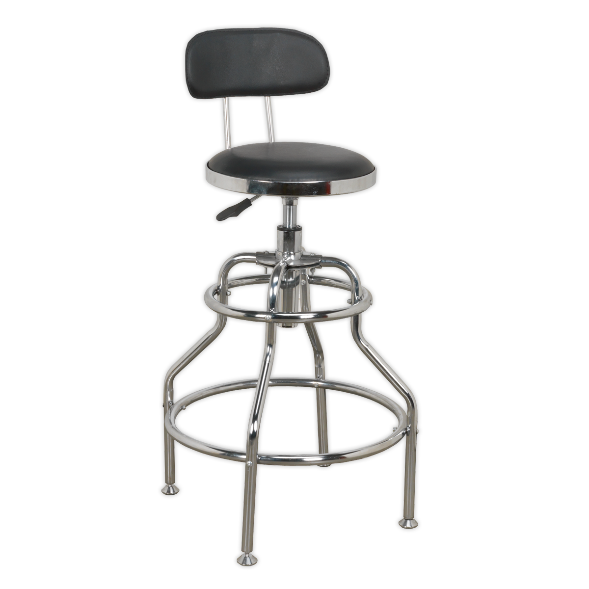 Pneumatic Workshop Stool with Adjustable Height Swivel Seat & Back Rest