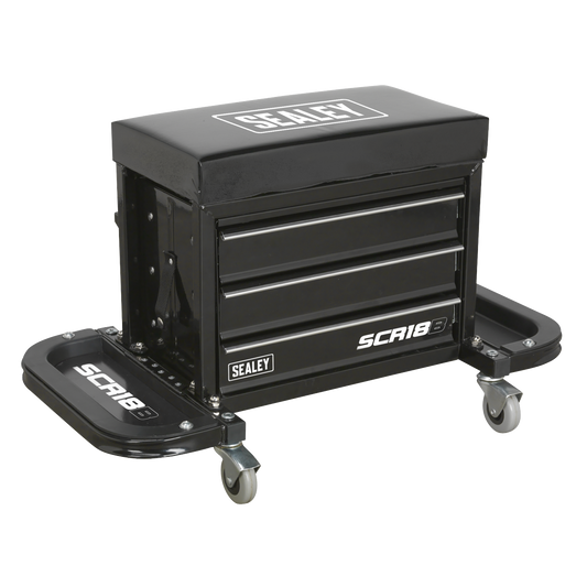 Mechanic's Utility Seat & Toolbox - Black