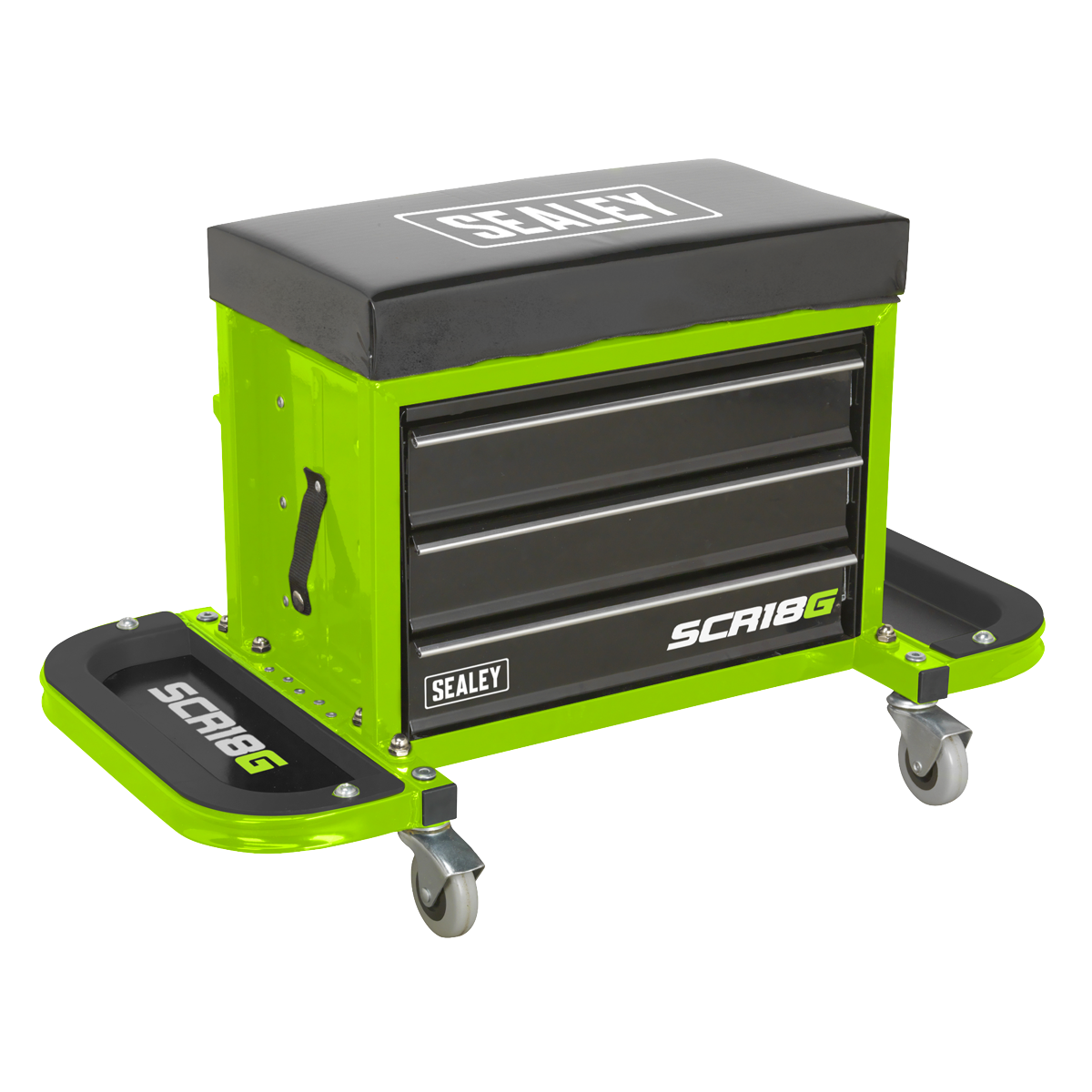 Mechanic's Utility Seat & Toolbox - Hi-Vis Green