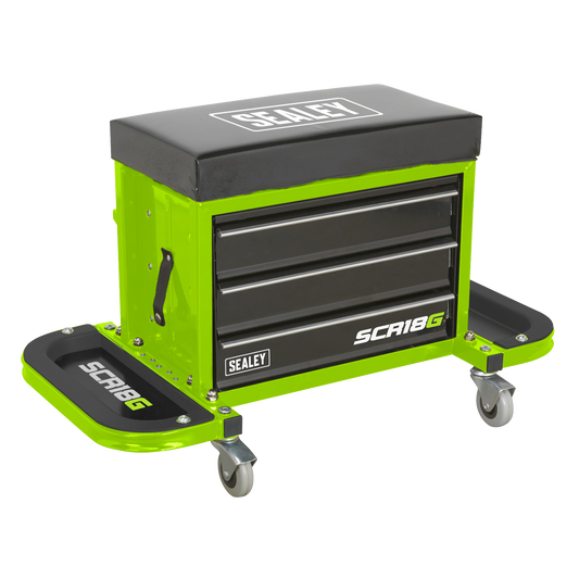 Mechanic's Utility Seat & Toolbox - Hi-Vis Green