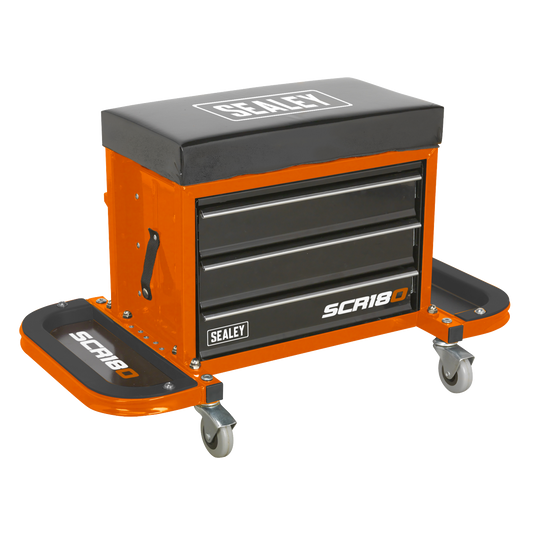 Mechanic's Utility Seat & Toolbox - Orange