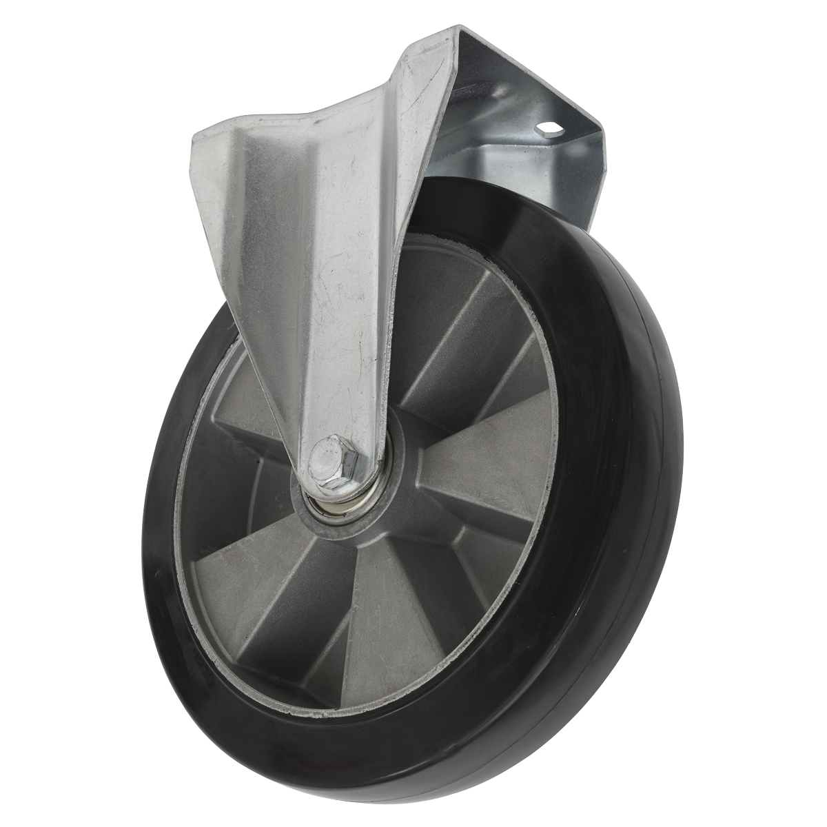 Ø152mm Heavy-Duty Rubber Castor Wheel Fixed Plate - Trade