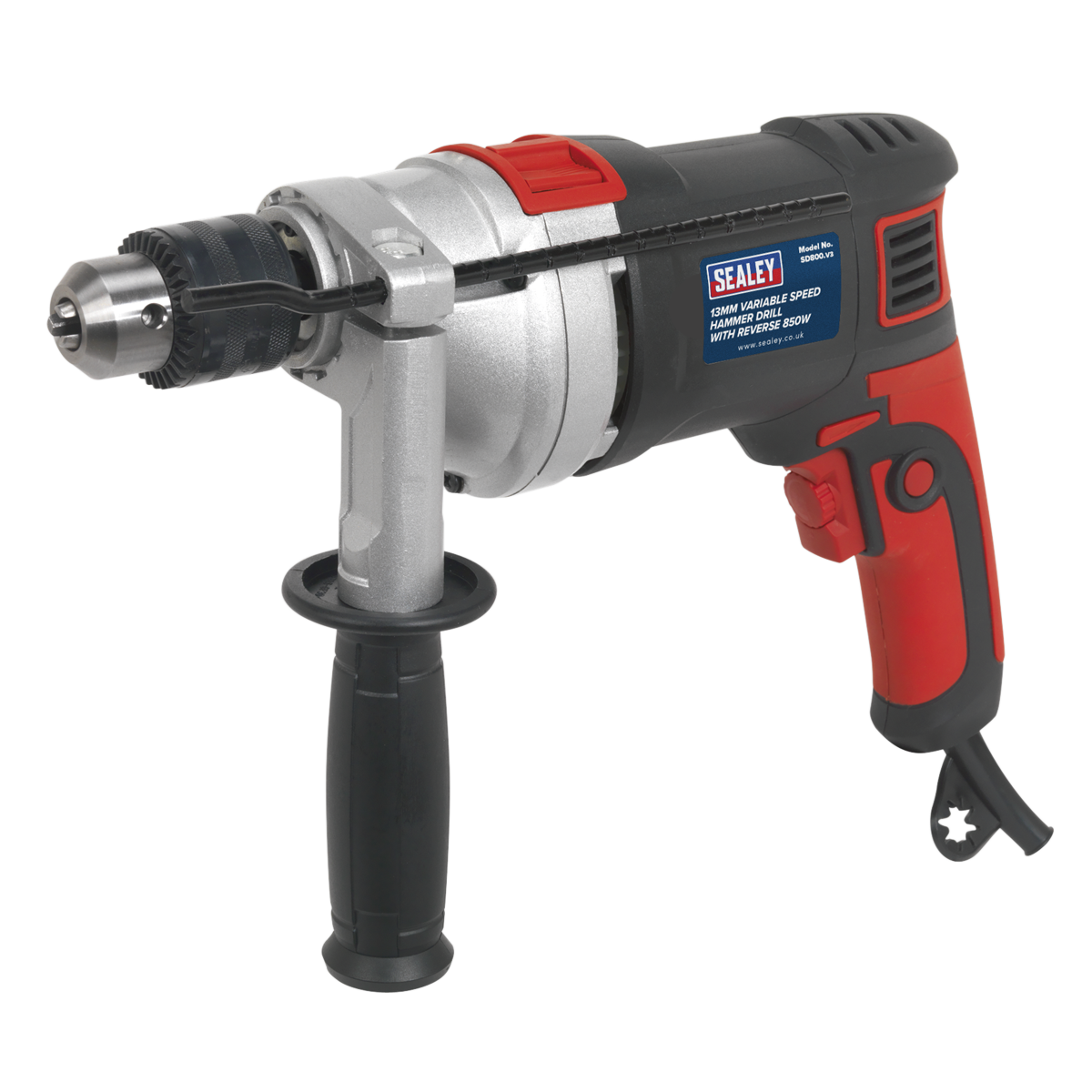 Ø13mm Variable Speed Hammer Drill with Reverse 850W