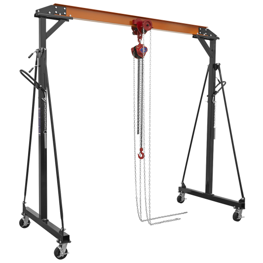 Portable Gantry Crane Adjustable 1 Tonne with Geared Trolley Combo