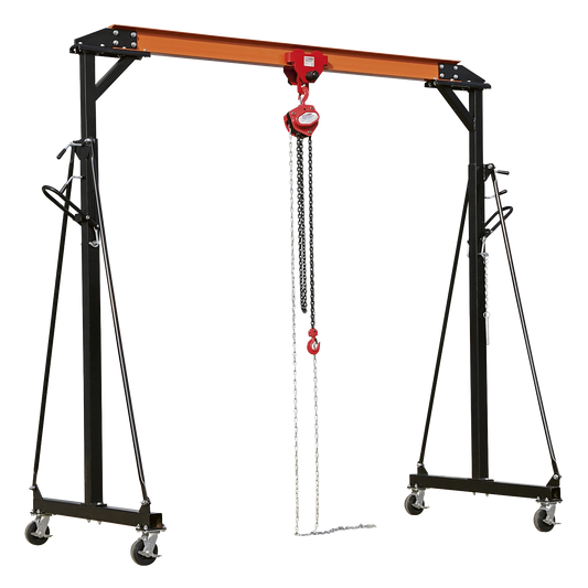 1 Tonne Adjustable Portable Lifting Gantry Crane & Hoist Combo