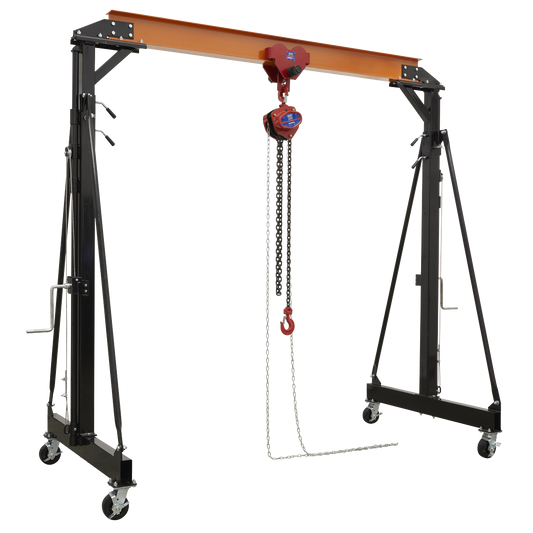 2 Tonne Adjustable Portable Lifting Gantry Crane & Hoist Combo