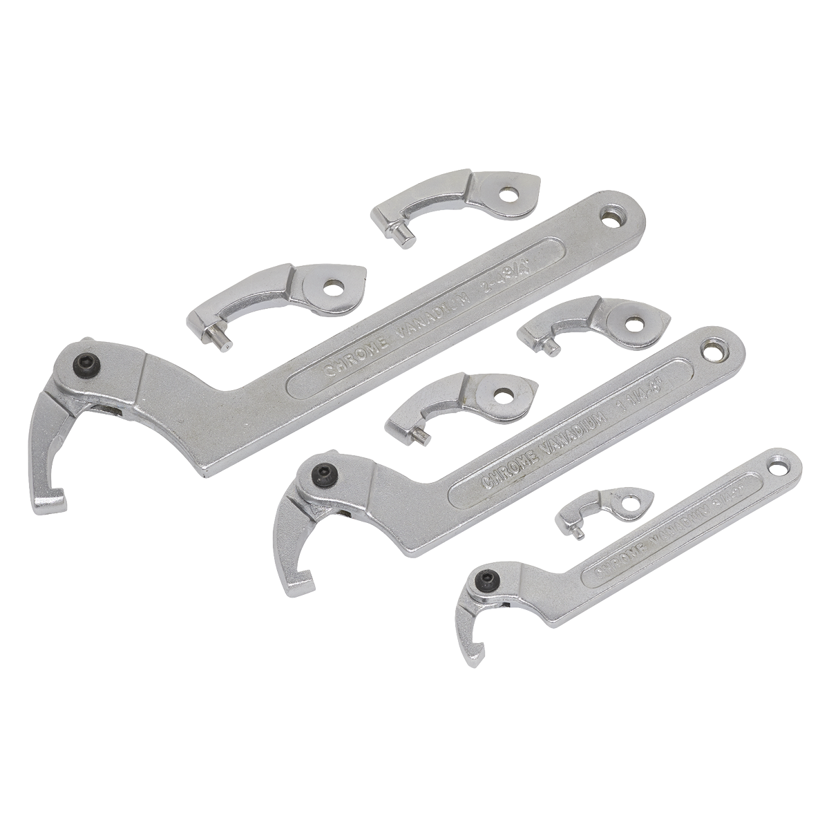 11pc Adjustable C-Spanner - Hook & Pin Wrench Set