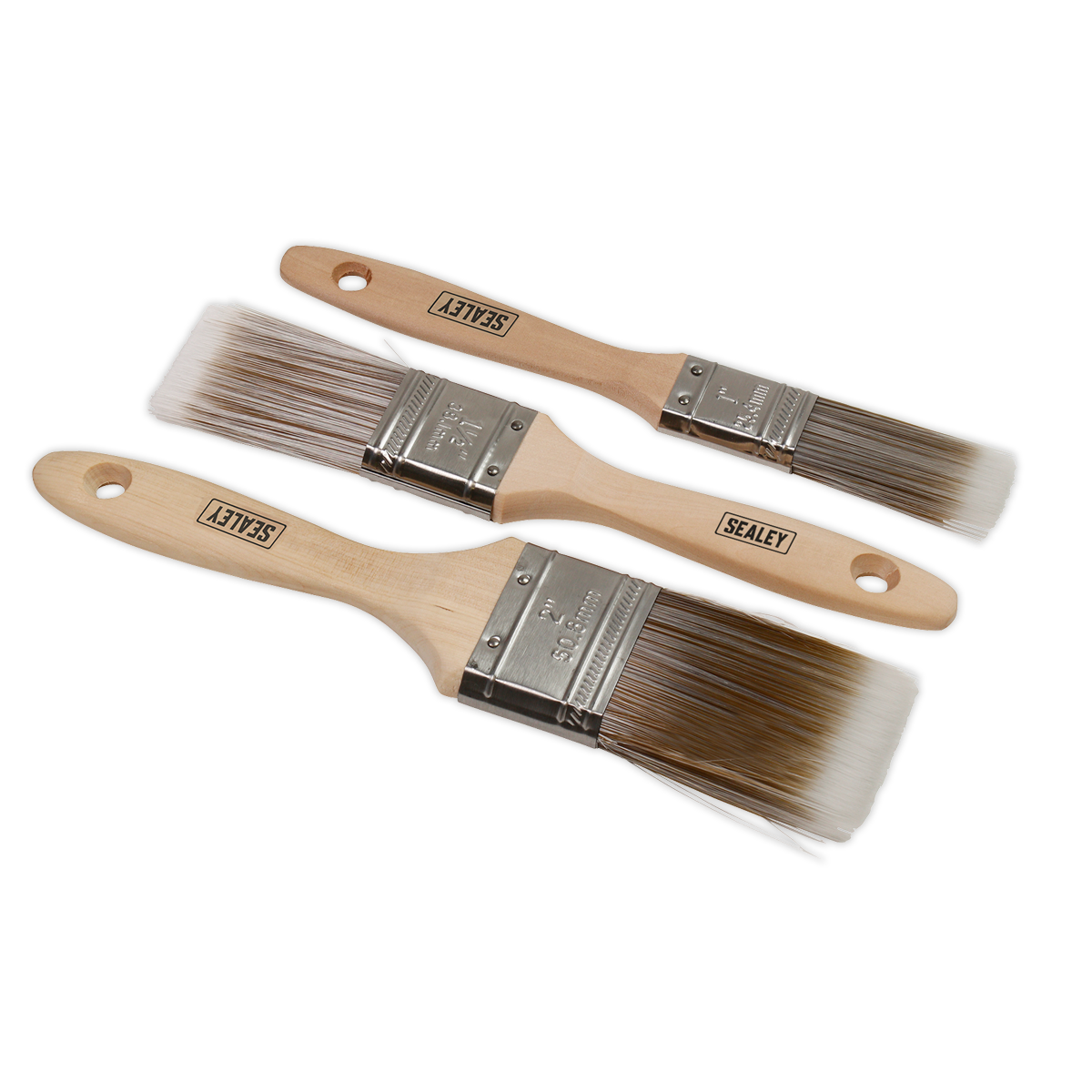 3pc Wooden Handle Paint Brush Set