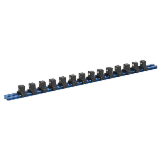 1/2"Sq Drive Aluminium Socket Retaining Rail with 14 Clips