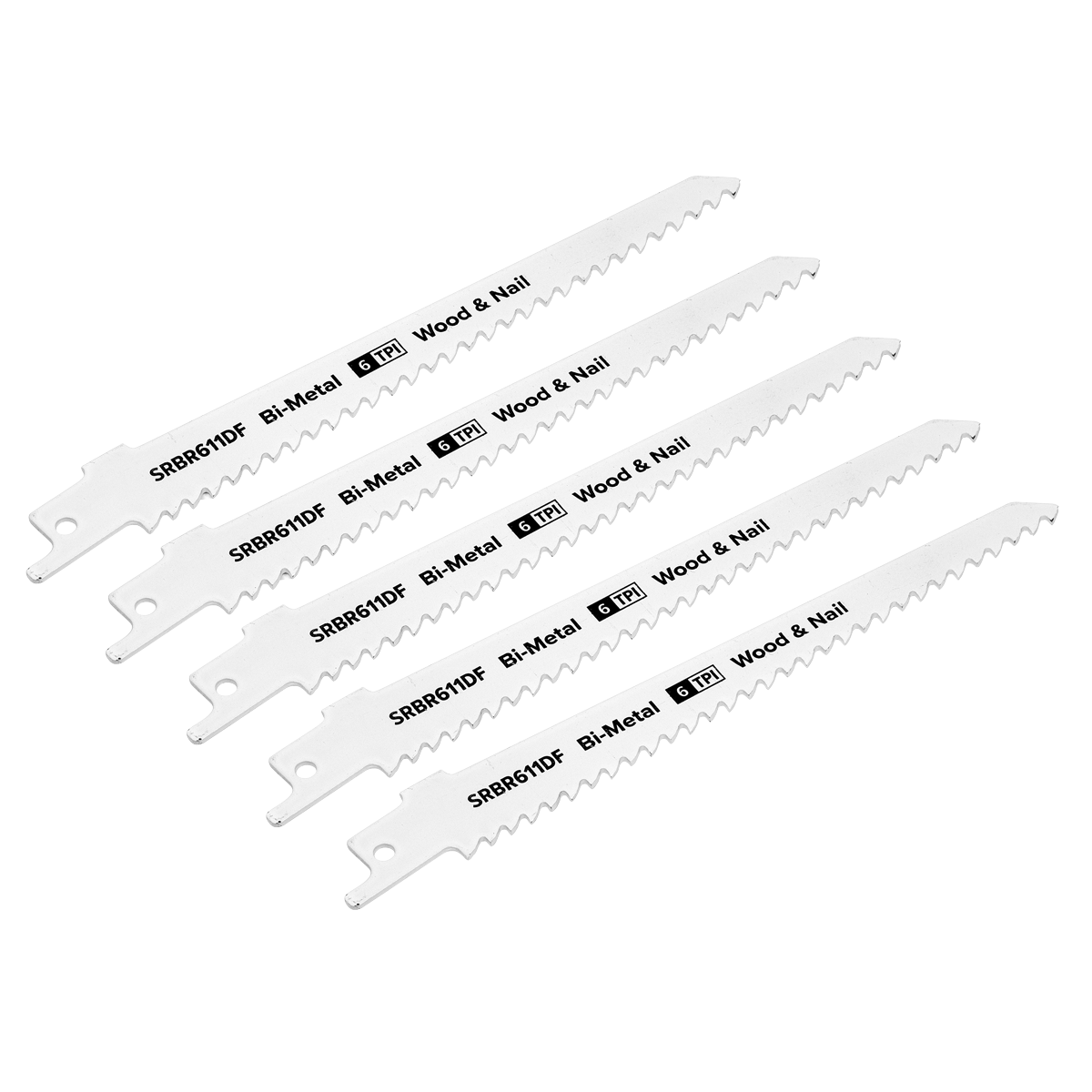 150mm 6tpi Reciprocating Saw Blade Wood & Nail - Pack of 5