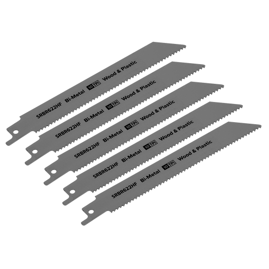 150mm 10tpi Reciprocating Saw Blade Wood & Plastics - Pack of 5