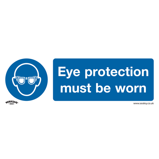 Eye Protection Must Be Worn - Mandatory Safety Sign - Rigid Plastic - Pack of 10