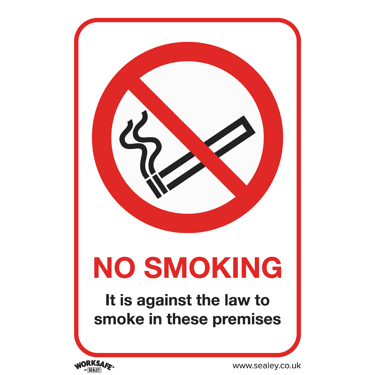 No Smoking (On Premises) - Prohibition Safety Sign - Rigid Plastic - Pack of 10