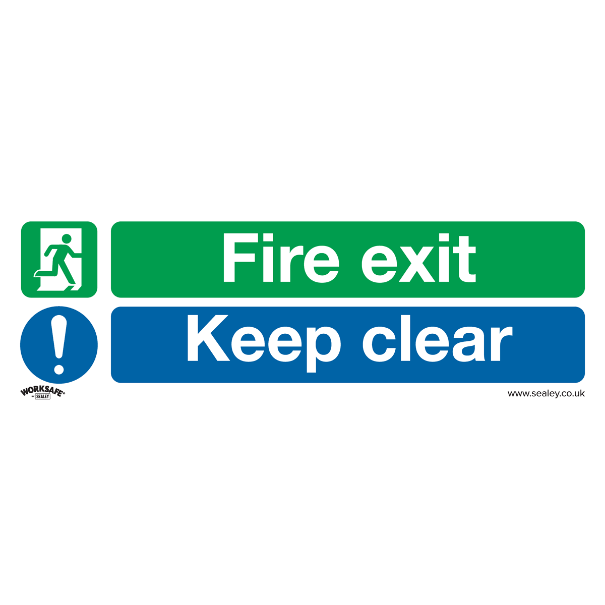 Fire Exit Keep Clear - Safe Conditions Safety Sign - Rigid Plastic - Pack of 10