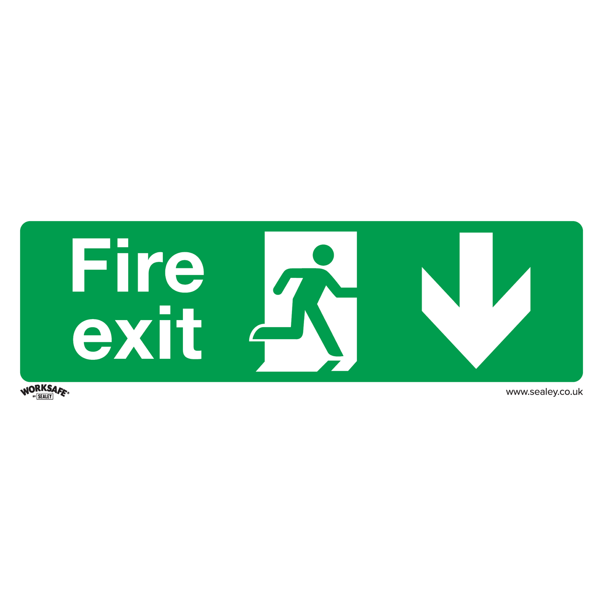 Fire Exit (Down) - Safe Conditions Safety Sign - Rigid Plastic - Pack of 10