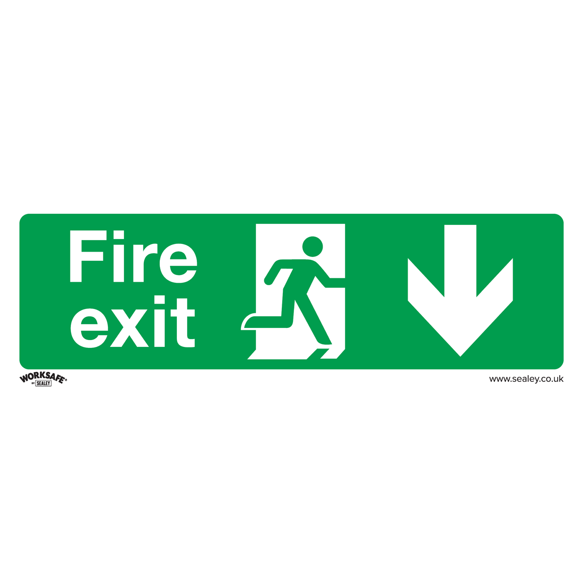 Fire Exit (Down) - Safe Conditions Safety Sign - Self-Adhesive Vinyl - Pack of 10