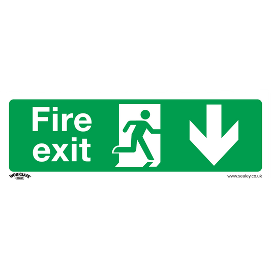 Fire Exit (Down) - Safe Conditions Safety Sign - Self-Adhesive Vinyl